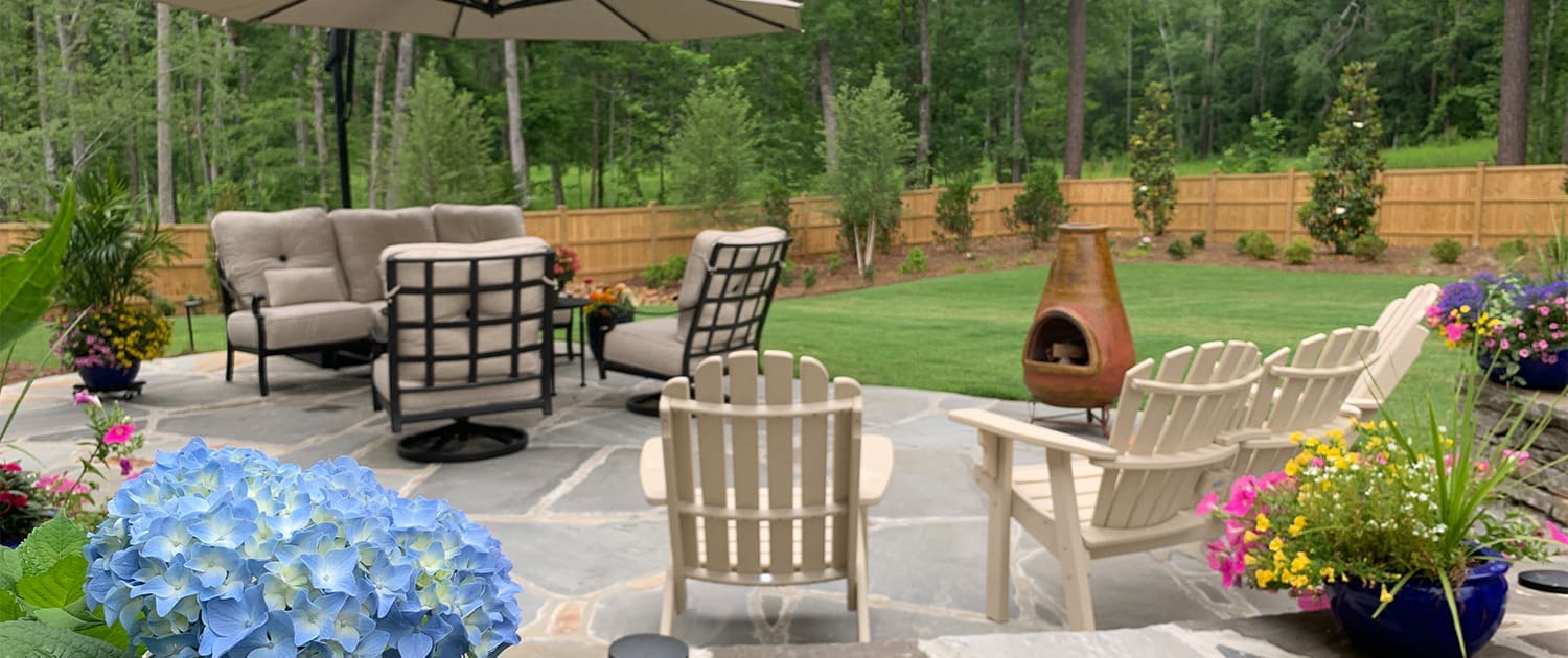 A beautiful outdoor landscaping project designed and installed by R&R Landscaping.